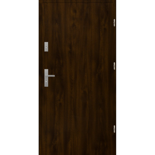 Stahl-Nebeneingangstür AluDoor 55mm Massiv Nussbaum dunkel