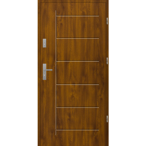 Stahl-Nebeneingangstür AluDoor 55mm T41 Golden Oak