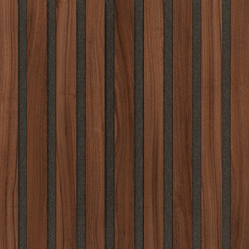 Akustický panel Design line CPL Ořech na černý filc 400 x 400 x 21 mm