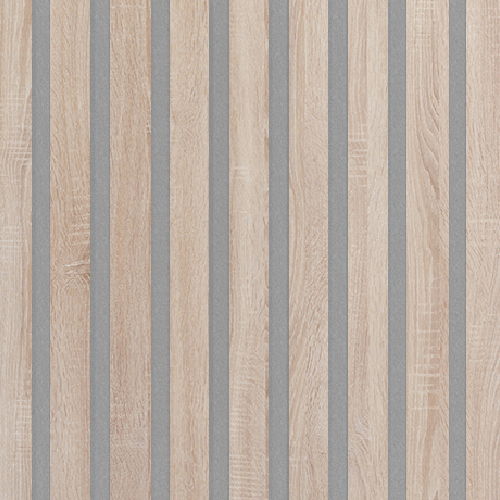 Akustický panel Design line Folie Dub sonoma na šedém filcu 2600 x 400 x 21 mm