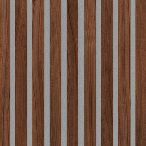 Akustický panel Design line Folie Ořech na šedém filcu 2600 x 400 x 21 mm