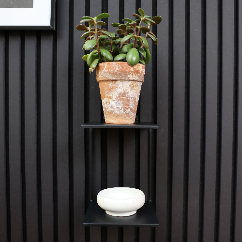 Dvojitá ocelová polička pro svislé i horizontální panely, černá Dvojitá ocelová polička pro svislé i horizontální panely, černá