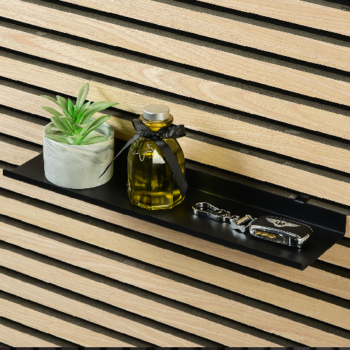 Ocelová polička pro svislé i horizontální panely, černá Ocelová polička pro svislé i horizontální panely, černá