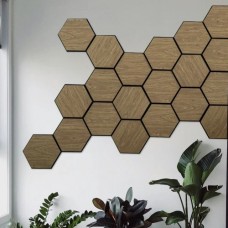 Akustické panely Hexagon sada 6ks Dub na černém filcu