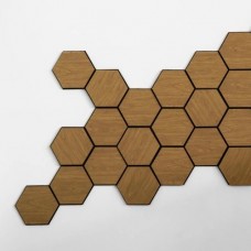 Akustické panely Hexagon sada 6ks Ořech na černém filcu