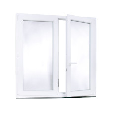 Doppelflügeliges Kunststofffenster 135x135cm Weiß Rechts