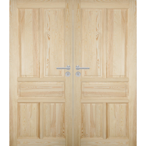 Dvoukřídlé dřevěné dveře dýhované z borovice Panama