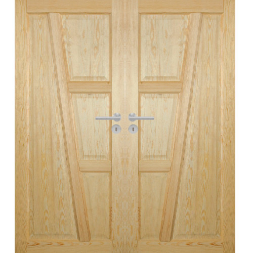 Dvoukřídlé dřevěné dveře dýhované z borovice Takoma